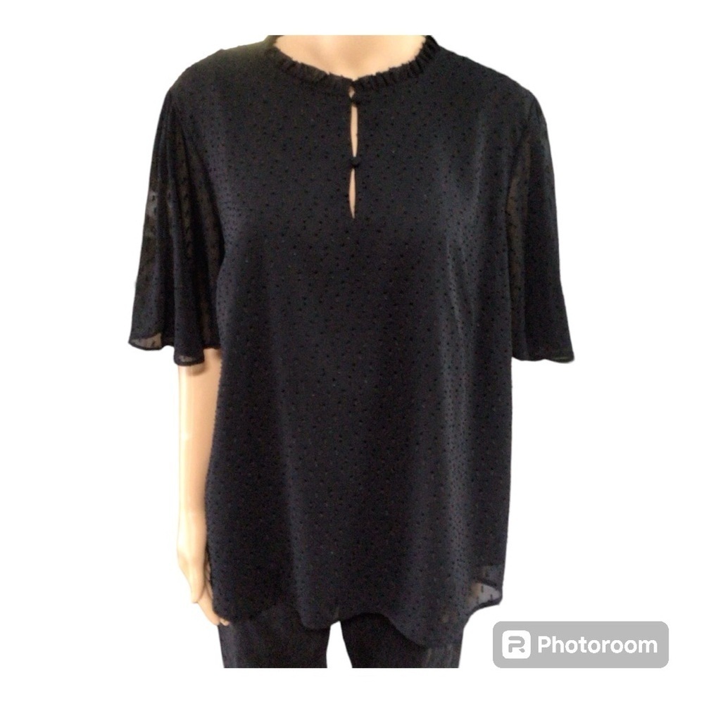 Target Black Short Sleeve Flawy Chiffon Cut Out Blouse